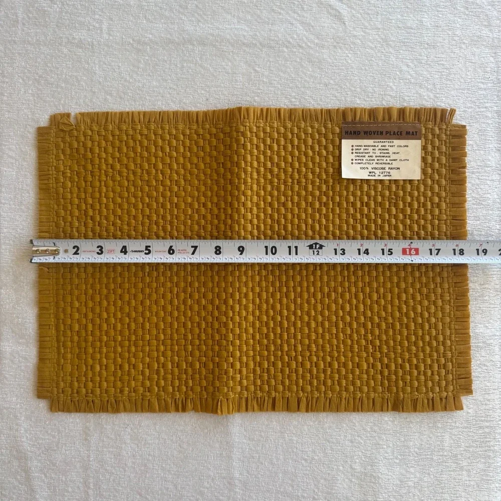 8pc‎ Vintage Japanese MCM Woven Placemats Napkins Set 4 Mustard Gold